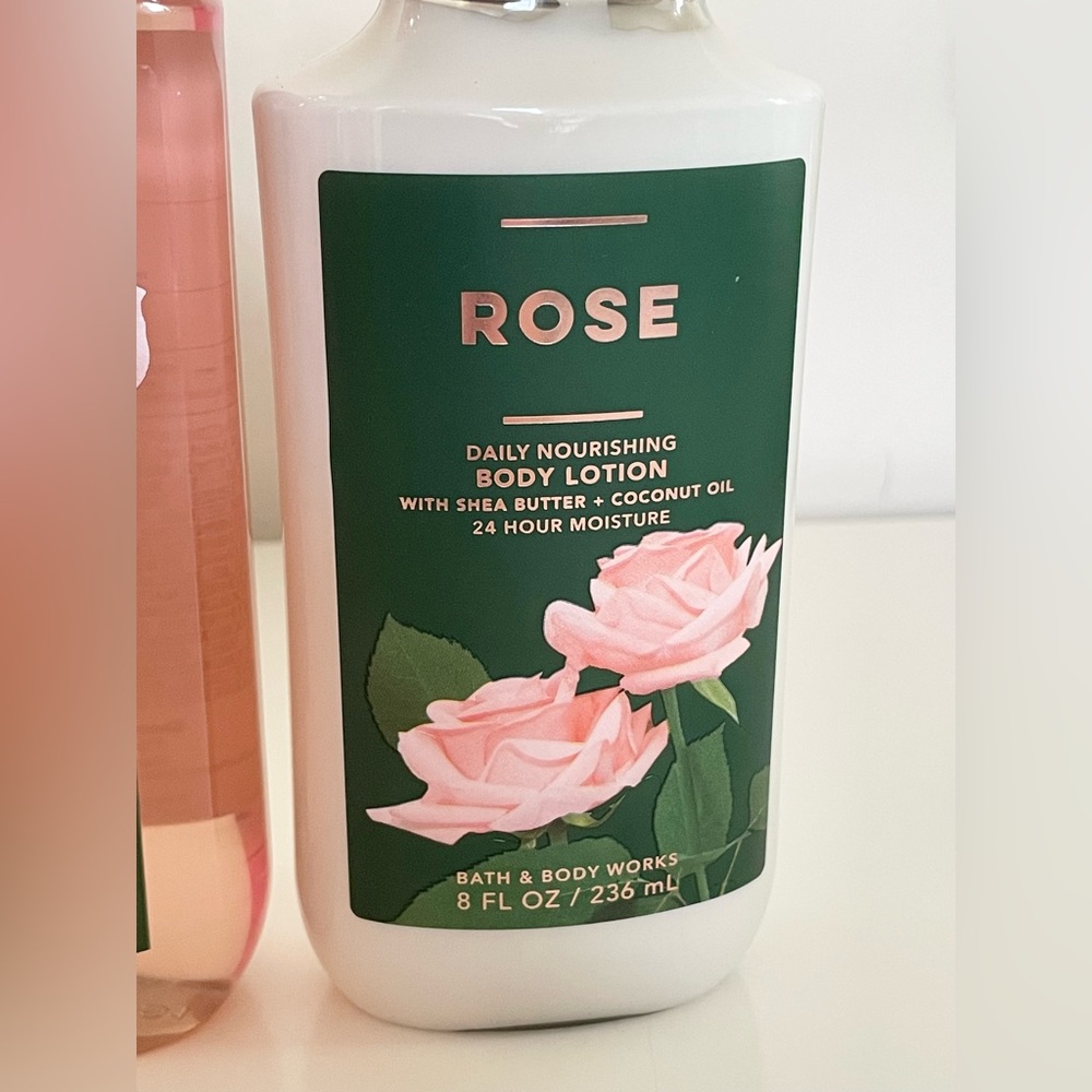 Bath & Body Works Rose Body Wash & Lotion Full Size Set with Tote Bag - Picture 8 of 11